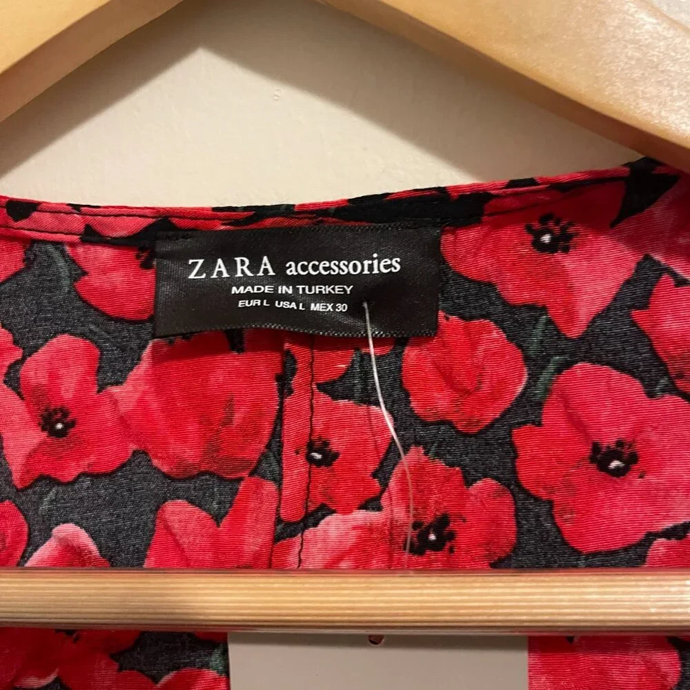 ZARA Accessories Red Floral Matching Set – Top & Skirt – Size L NWT - Picture 3 of 10